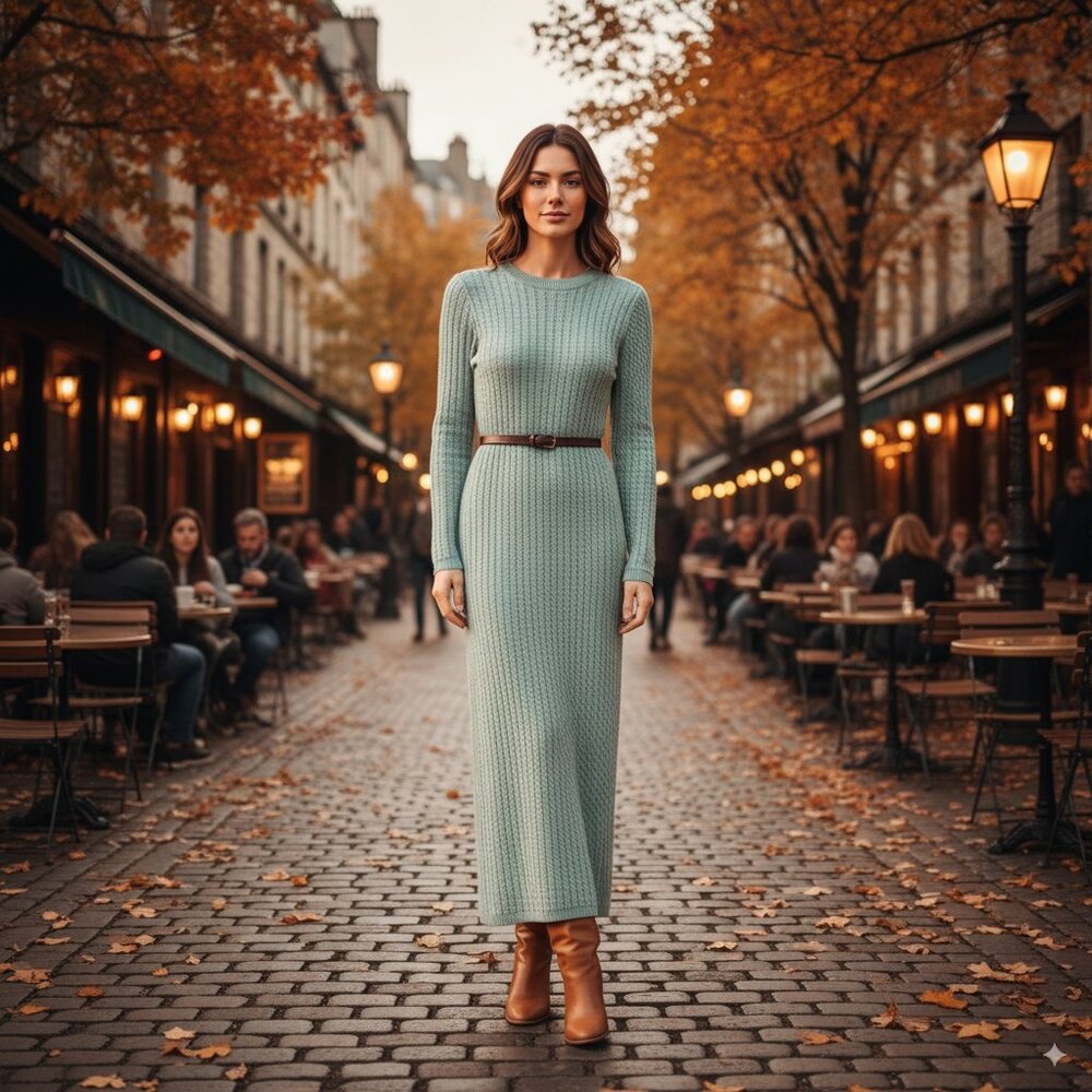 Sancia Abrazia Knit Sweater Dress in Pacific Blue